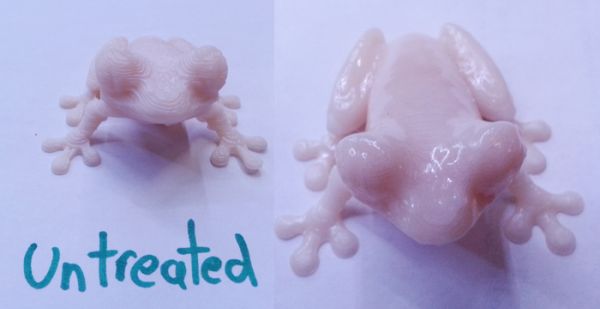 Untreated ABS Plastic Frog vs Makeraser Treated ABS Plastic Frog Untreated ABS Plastic Frog vs Makeraser Treated ABS Plastic Frog