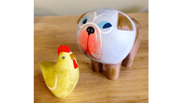 Resin Bulldog and Chicken from Amanda Visell