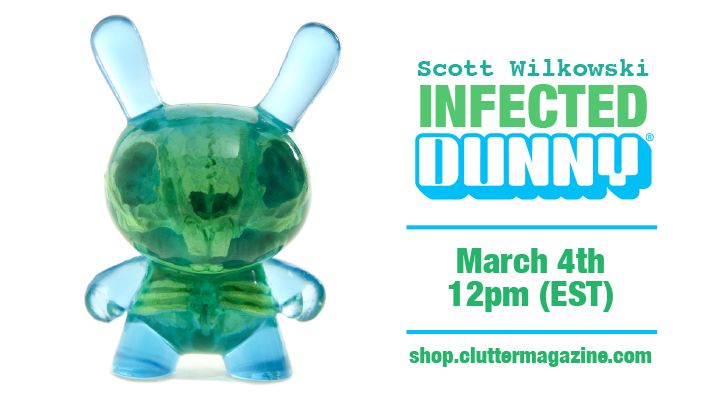 Scott Wilkowski x Clutter x Kidrobot; INFECTED DUNNY - Blue & Green Colorway!