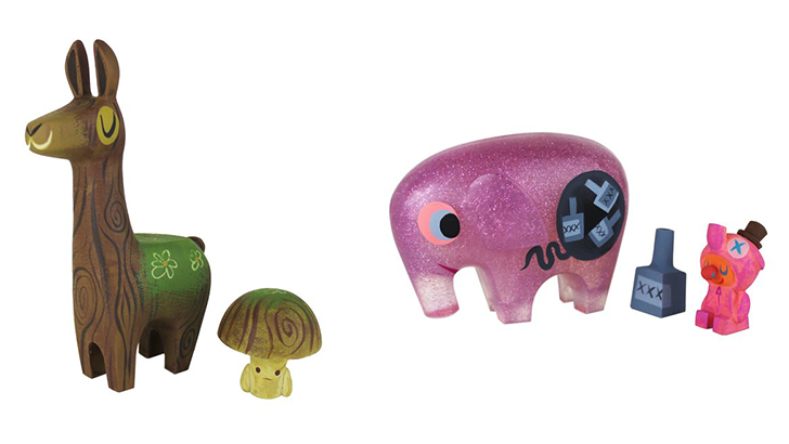 Switcheroo Mossy Wood Llama & Toadstool and Pink Elephant & Drunky