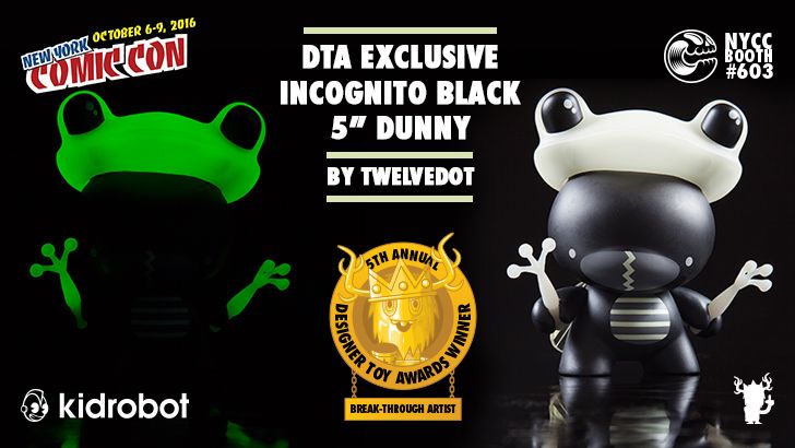 NYCC 16 DTA EXCLUSIVE:  5" Black Incognito Dunny by twelveDot!